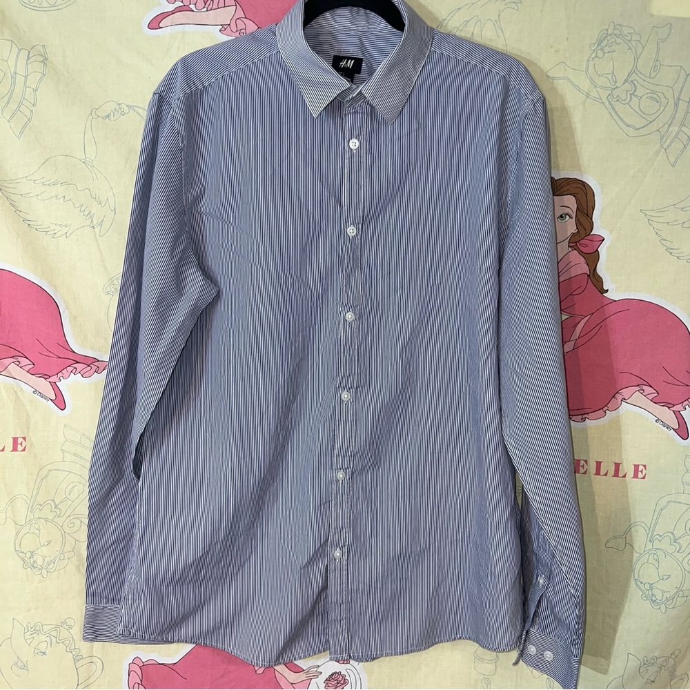 H&M Men's Casual Blue Button-Down Shirt